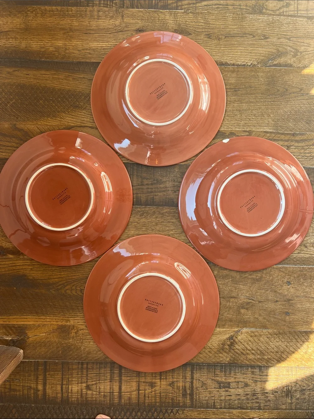 Pottery Barn Terracotta Orange Glazed Sausalito Ceramic Dinner plates - Set of 4